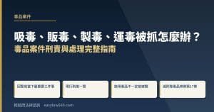 吸毒、販毒、製毒、運毒被抓怎麼辦?毒品案件刑責與處理完整指南
