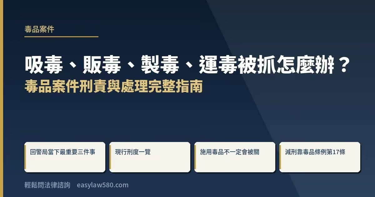 吸毒、販毒、製毒、運毒被抓怎麼辦？毒品案件刑責與處理完整指南