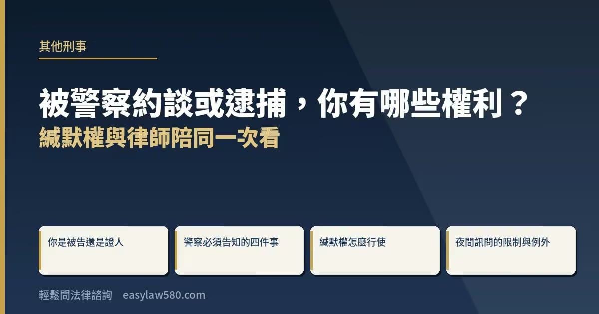 被警察約談或逮捕,你有哪些權利?緘默權與律師陪同一次看