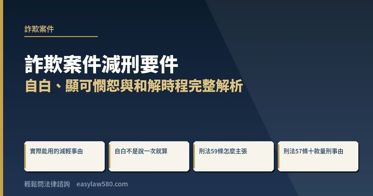詐欺案件減刑要件:自白、顯可憫恕與和解時程完整解析
