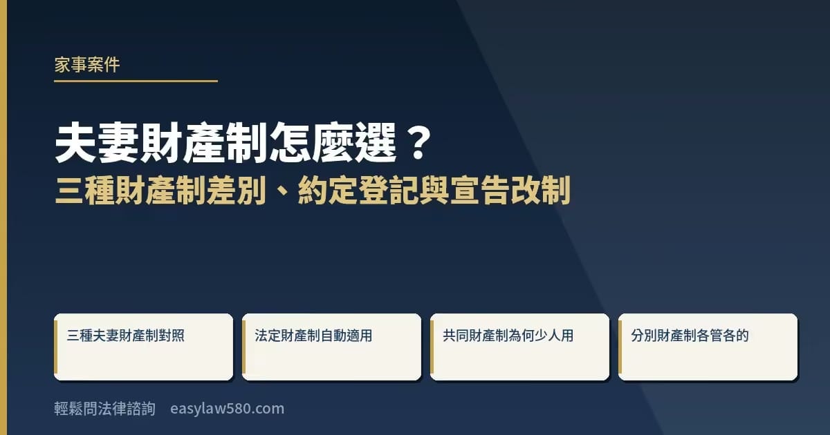 夫妻財產制怎麼選？三種財產制差別、約定登記與宣告改制