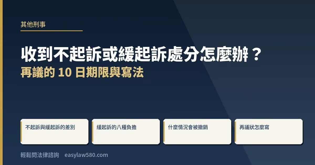 收到不起訴或緩起訴處分怎麼辦?再議的 10 日期限與寫法