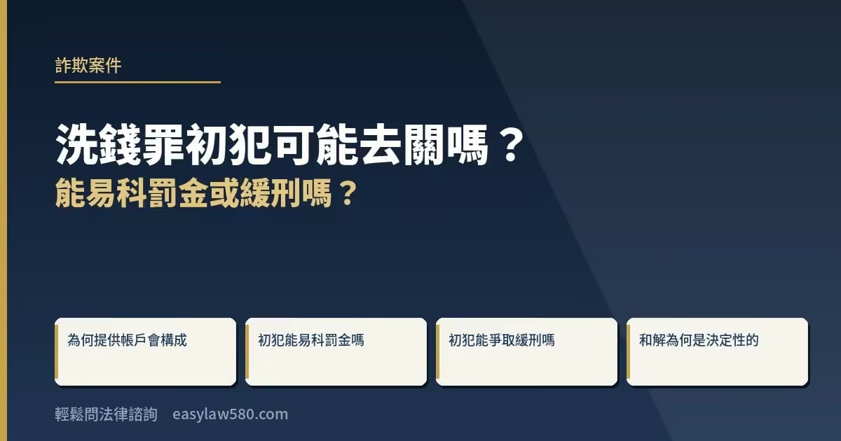 洗錢罪初犯可能去關嗎?能易科罰金或緩刑嗎?