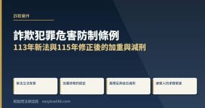 詐欺犯罪危害防制條例:113年新法重點與115年修正後的加重與減刑