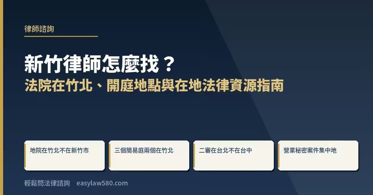 新竹律師怎麼找？法院在竹北、開庭地點與在地法律資源指南
