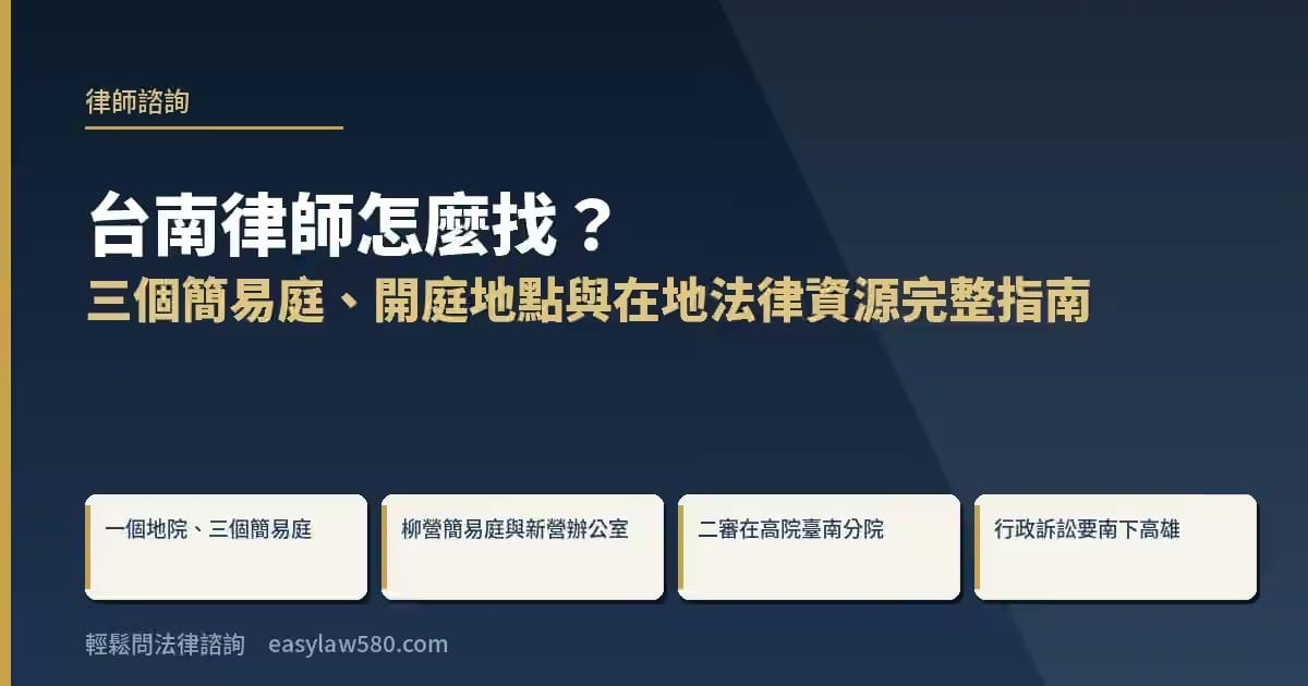 台南律師怎麼找?三個簡易庭、開庭地點與在地法律資源完整指南