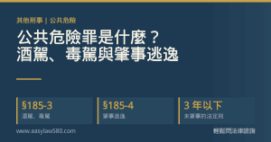 公共危險罪:酒駕、毒駕、肇事逃逸的刑度與處理流程